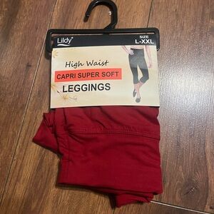 Kids Red High Waist Leggings